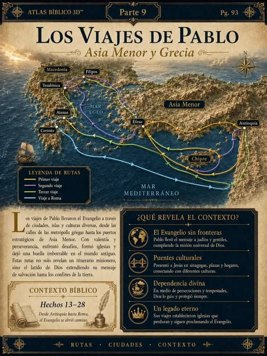 Los viajes de Pablo — Asia Menor y Grecia · Parte 9, página del Atlas Bíblico 3D
